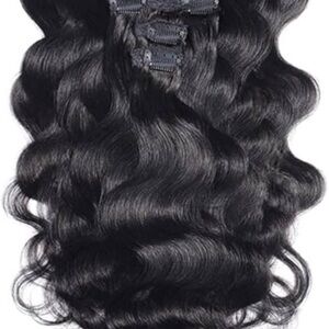 Luxurious Black Wavy Human Hair Extensions 18”